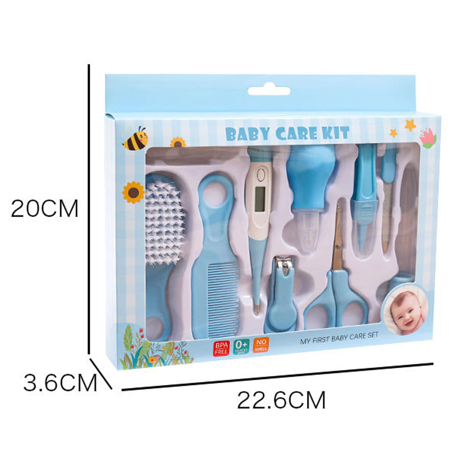 Liemuao Trousse de Soin Bébé Naissance 10 Pièces, Kit Toilettage Bébé avec Thermomètre Digital, Brosse, Peigne, Lime, Mouche Bébé, Rose
