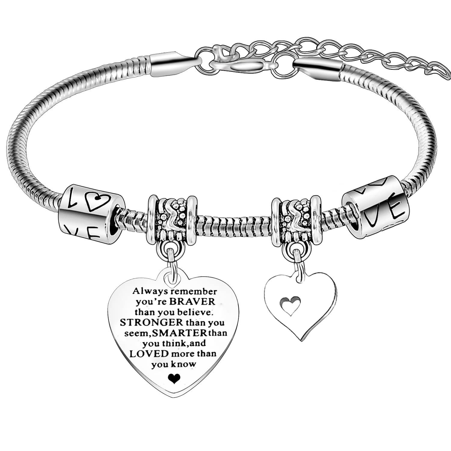 BESPMOSPAlways Remember You are Braver Than You Believe Inspirational Bracelet for Women Best Friend Motivational Birthday Graduation Gifts for Daughter Sister Niece Friends