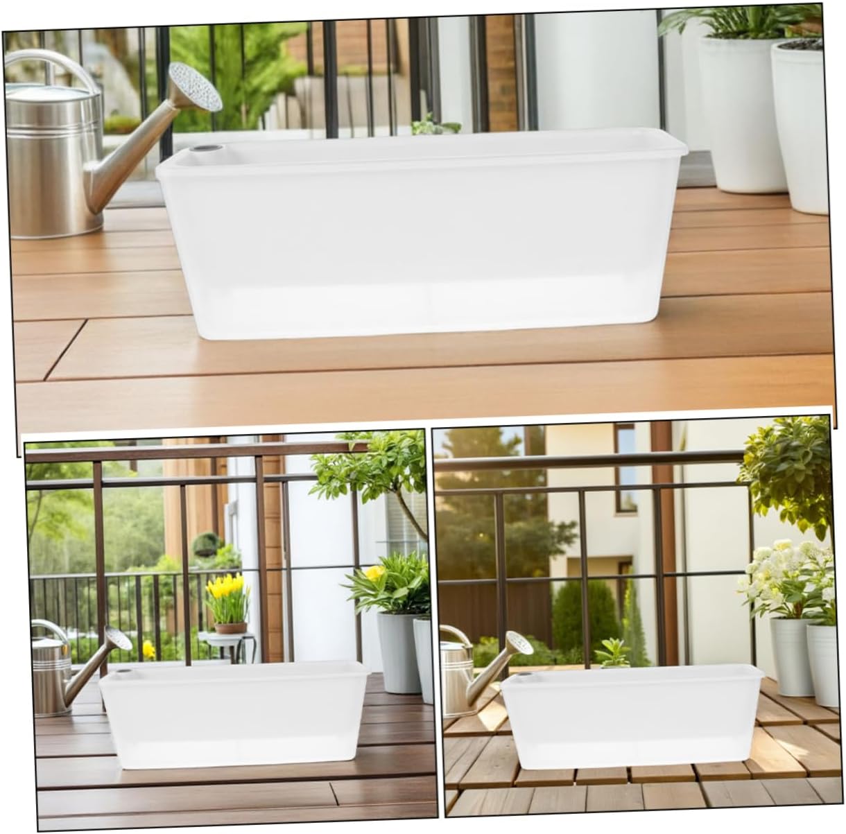2Pcs Self Watering Balcony Planter Box Rectangular Flower Pot for Windowsills Easy Setup Weather Resistant Design for Narrow Ledges and Plant Care