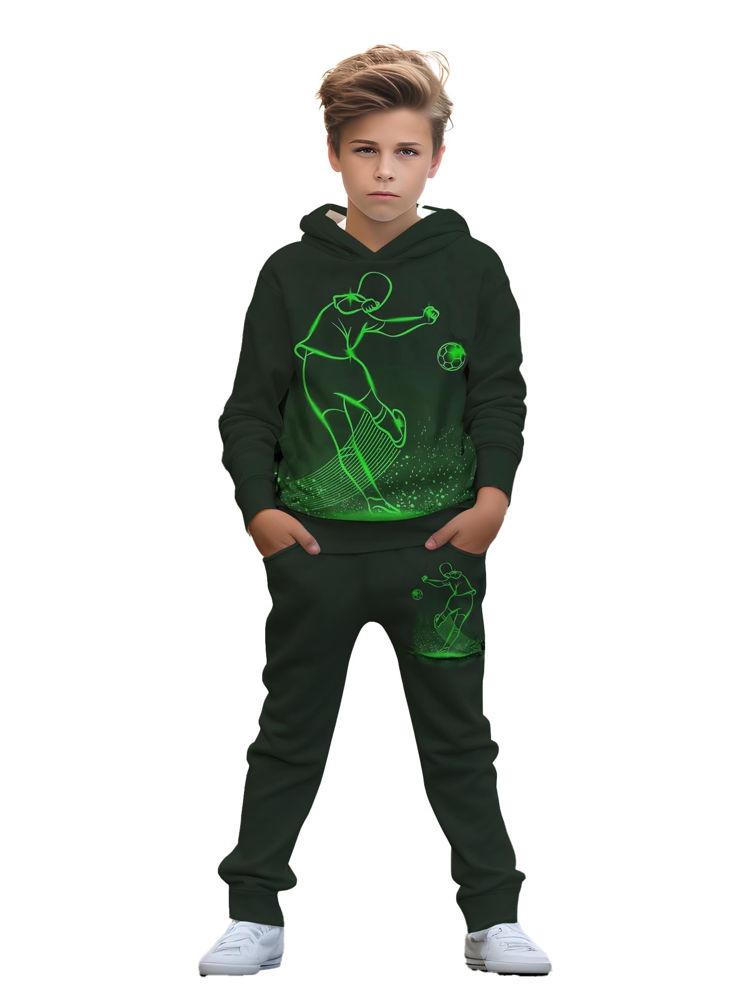 Boy, casual wear. Suitable for boys aged 5 to 14, comfortable spring and autumn hooded sweatshirt sets and long pants sets.