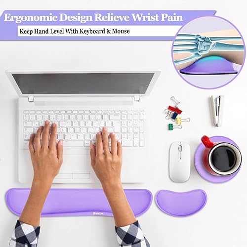 Vista 18 de BamLue - Reposamuñecas para teclado, juego de almohadillas de espuma viscoelástica para facilitar la escritura y el alivio del dolor para laptop