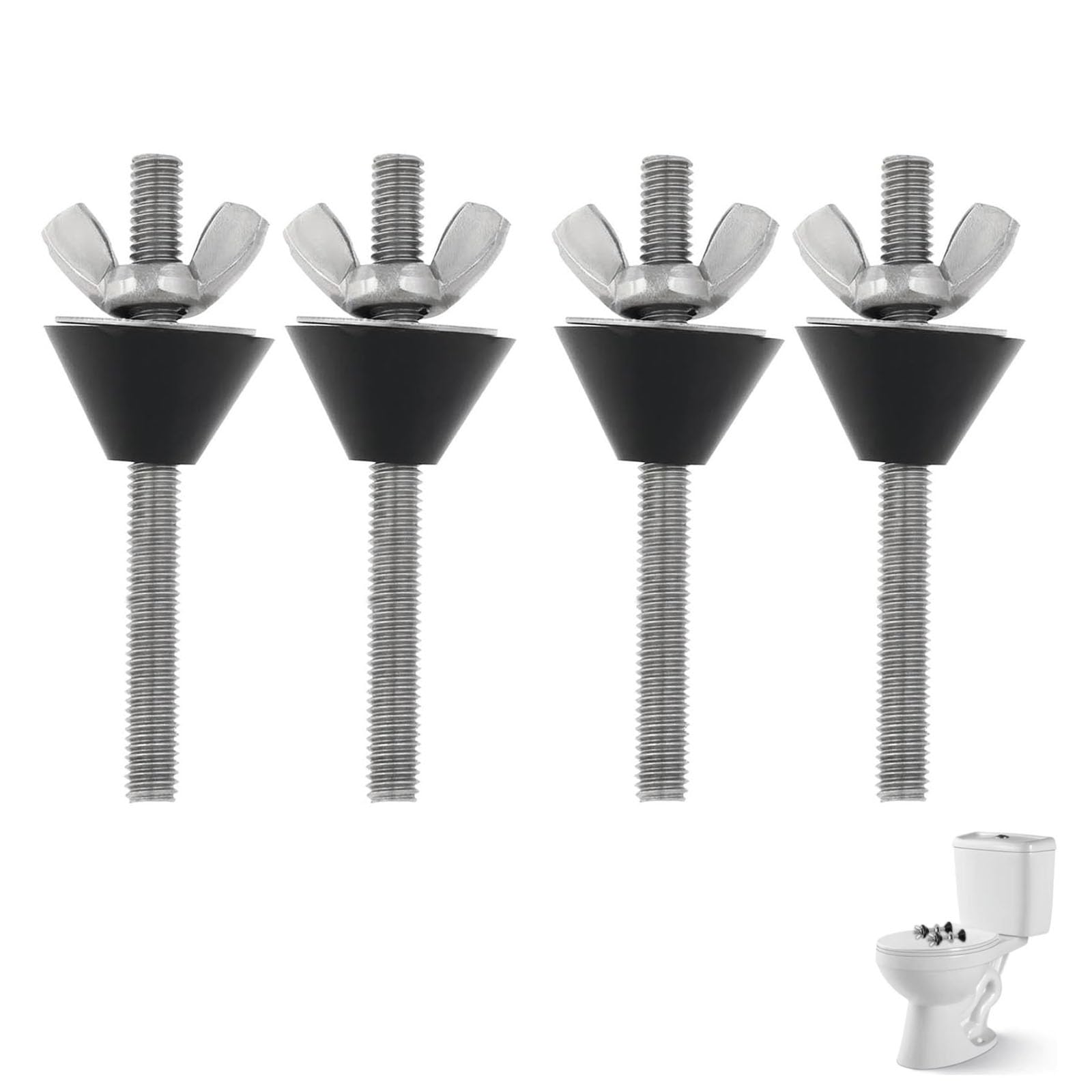 GIONAR 4 Sets M6x70mm Toilet Seat Hinge Repair Kit, Stainless Steel Toilet Seat Fittings, Non-Slip Toilet Seat Fixing Set