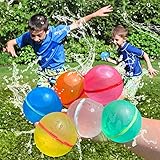 Magnetic Reusable Water Balloons Quick Fill Refillable Soft Silicone Self Sealing Water Balls Splash Outdoor Activities Summer Play Pool Party Toys Games Outside Fun for Kids Ages 3-12 & Adults (6PC)