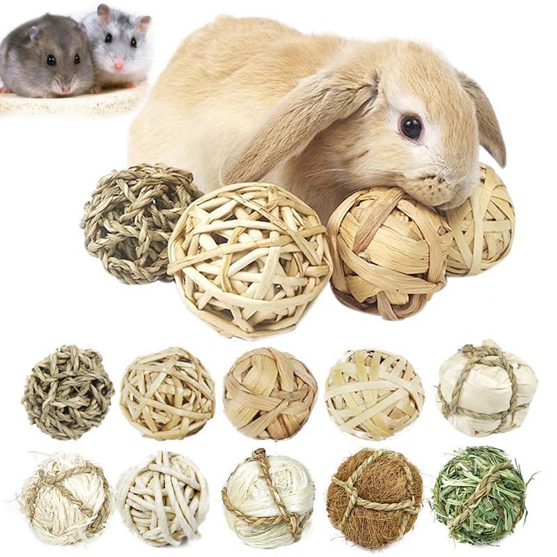 Juguete for hámster, Bola Trenzada for Masticar, for Conejillos de Indias, Conejos, hámsters, pequeños Animales, Juguete Interactivo for Masticar, 4 Piezas 001,Juguetes para hámster(3)