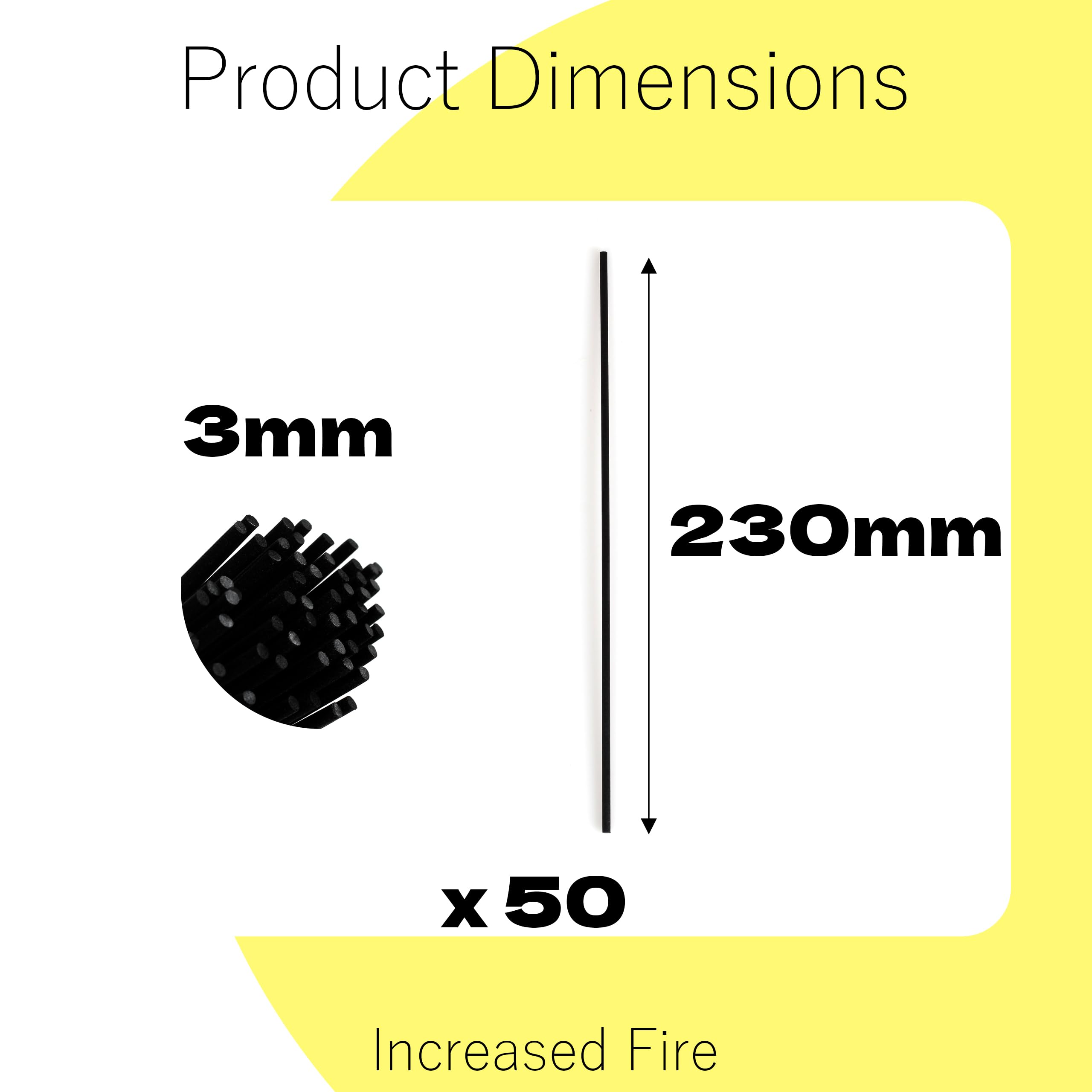 Increased Fire Black Oil Diffuser Sticks 50pcs 9in/23cm0.118in/3mm Fragrance Refill Fibre Reed Thick Diffuser Sticks for Home Office Spa and Bedroom