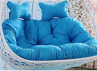 Colgante Huevo Hamaca Cojín De La Silla,Color Sólido Oscilación Doble Acolchado del Asiento Cojín de Asiento Cesta Colgante oscilante Almohadillas para Silla (No hay sillas)-cielo Azul 140x110cm