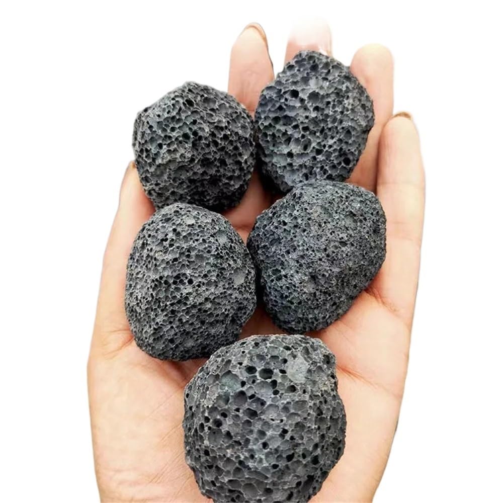 HXSCOO Roca volcánica Negra porosa Natural, Piedra cruda, decoración, pecera, Maceta, Acuario, cavidad de Cristal, Aceite Esencial de aromaterapia(4-6cm,100g)