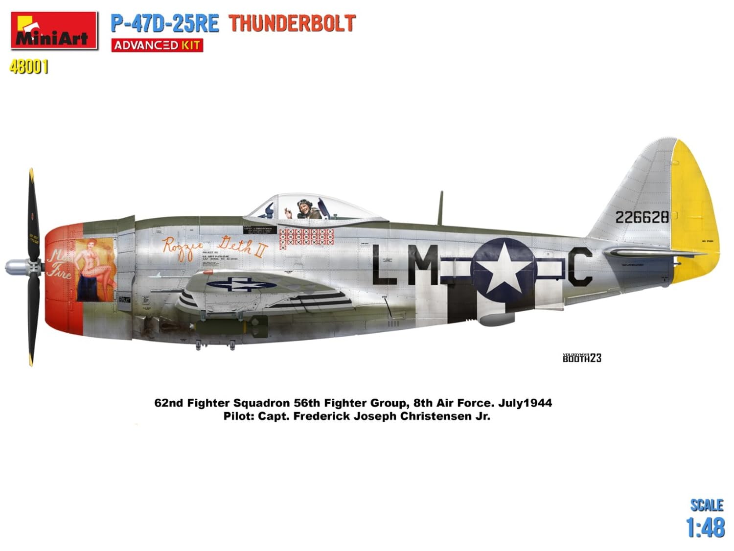 MiniArt 48001 1:48 P-47D-25RE Thunderbolt ADV.Kit replica fedele all'originale, modellismo, kit di costruzione in plastica, fai da te, hobby, collage, modellismo, da montare, non verniciato