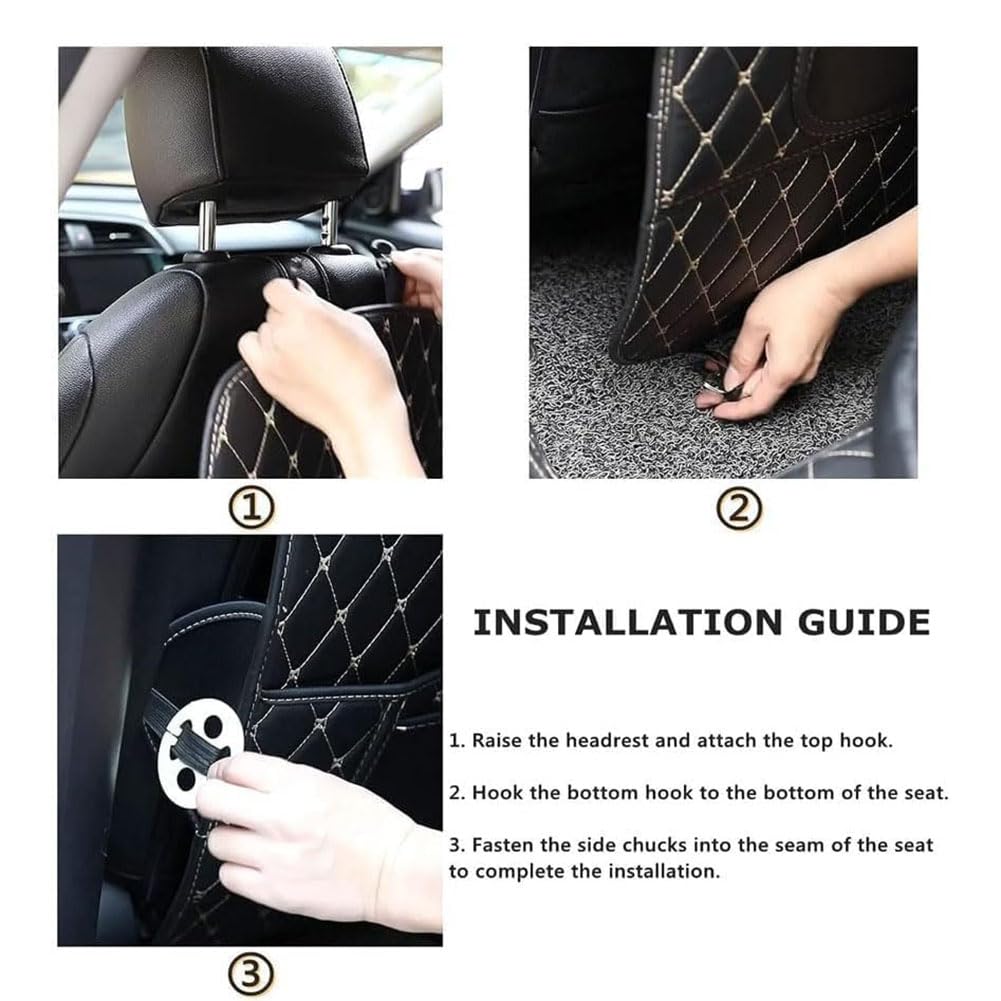 2 Uds Almohadilla Antipatadas para Coche para Nissan SUV, Cuero Almohadilla Antipatadas para Delantero Respaldo con Bolsillo Accesorios,E