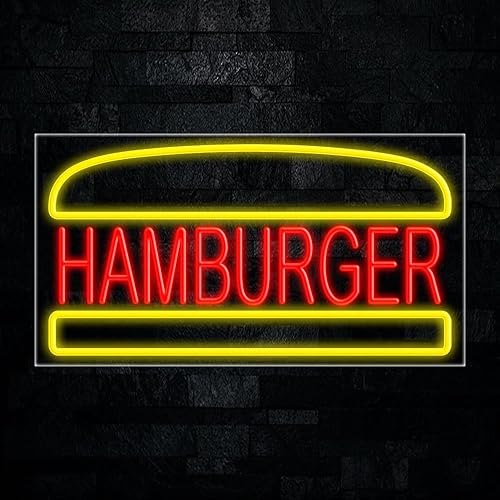 Letrero de neón LED Hamburger #30417 fabricado en Estados Unidos
