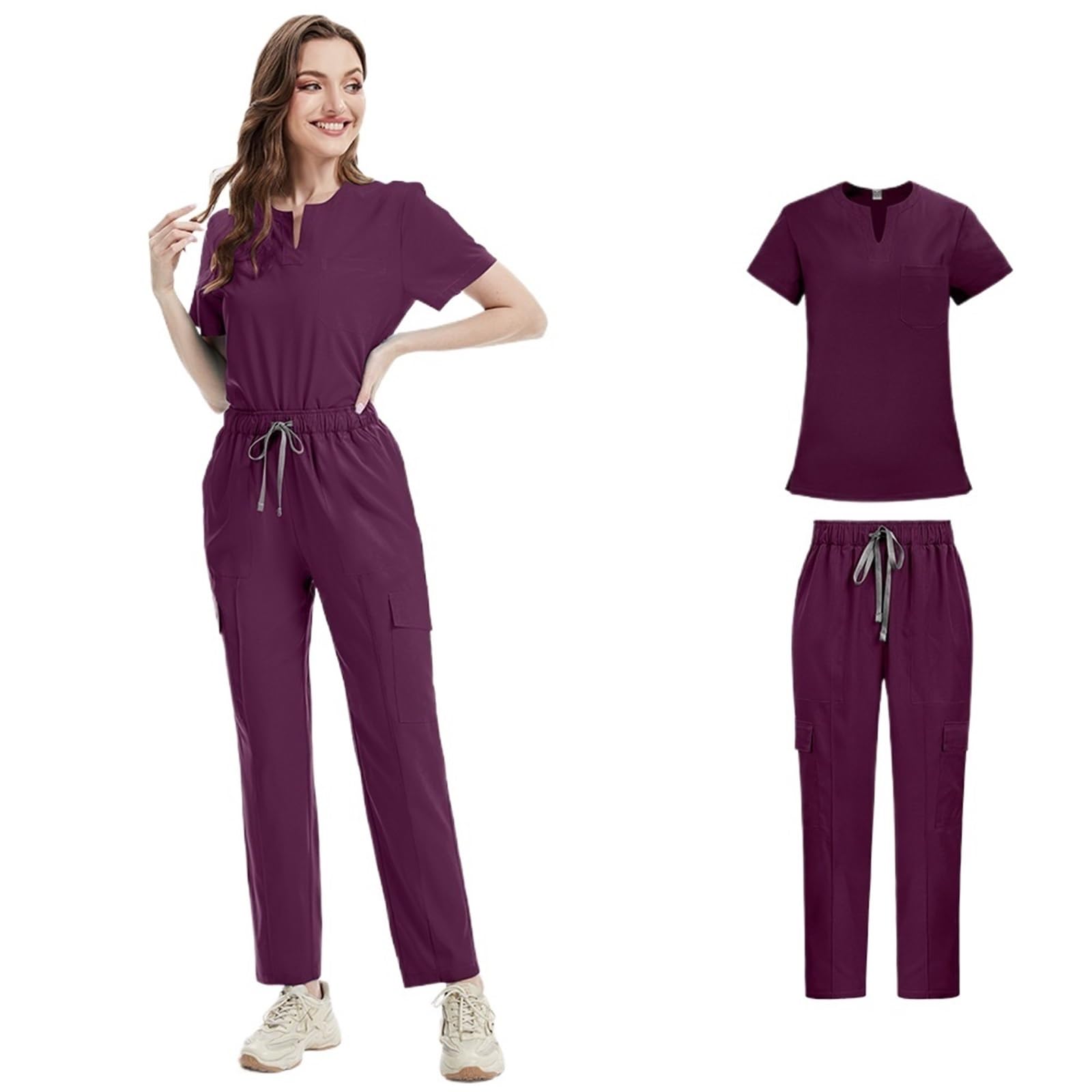 Uniformes médicos Bata Uniforme Mujer artículos de enfermería Accesorios Enfermeras clínica Traje médico salón Belleza SPA para AtencióN MéDica, SalóN De Belleza(Green,L)