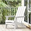 LUE BONA Folding Adirondack Chair HDPS Poly Modern Adirondack Chair Weather Resistant Outdoor HIPS Adirondack Fire Pit Chair for Patio Porch Deck Pool Garden Backyard White