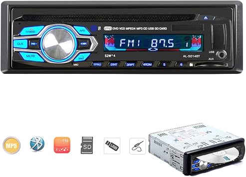 1Din 12V Car DVD CD Player Vehicle MP3 Car Stereo Handfree Call Autoradio Bluetooth Aux-in FM USB Remote Control 4 * 45W Speaker Car MP3 Player 2 Channels Video Output