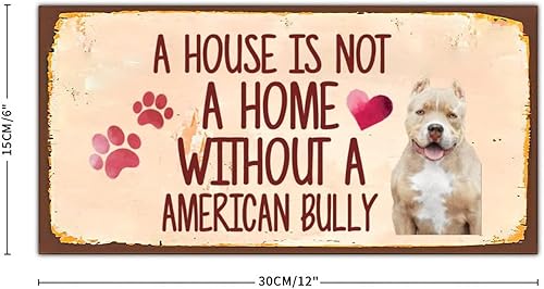 Miniatura 2 de Placa de metal divertida con texto en inglés "A House is Not A Home Without A American Bully Pet Dog Wall Dcor Paw Prints Dog Welcome Sign Farmhouse