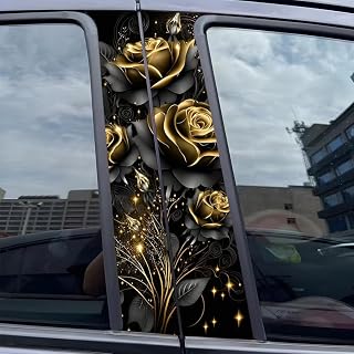 Adhesivo para coche, diseño de rosa con pilar B, color rosa (2,50 x 25 cm)
