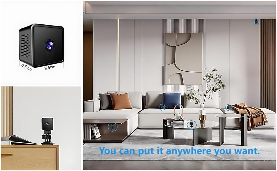 4K Wireless Wifi Security Camera Mini Home Indoor Outdoor Camera, Smart Home Camera Small Nanny Cam House Office Cameras Mobile Phone APP Remote, 150 Wide Angle Night Vision Motion Detection Cams