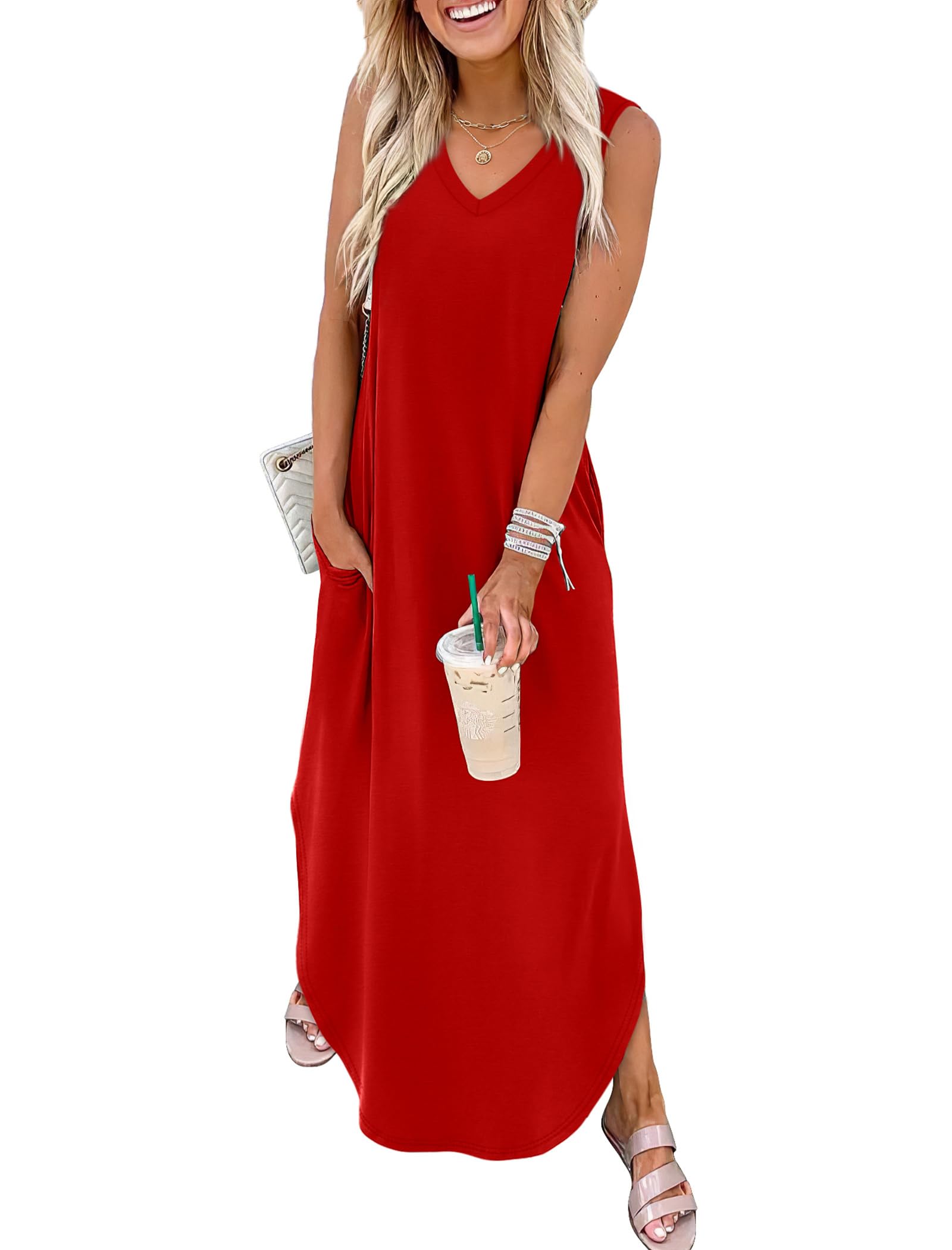 Sampeel Summer Dresses Maxi Dress Vacation Beach Sundresses 2025 with Pockets