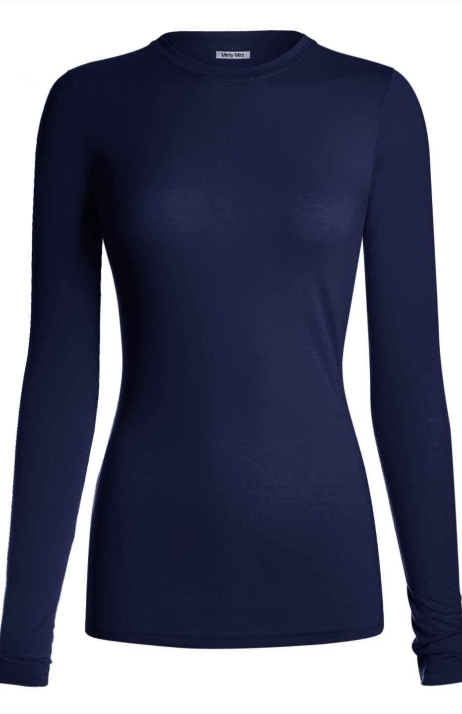 Minty MintWomen's Long Sleeve Soft Stretch Crew Neck Medical Scrub Solid