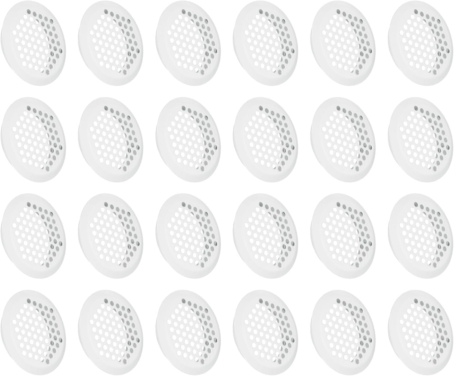 uxcell 24Pcs Air Vents Circular Soffit Vent 50mm/2" Stainless Steel Round Vent Mesh Hole Louver for Bathroom Home, Office, Kitchen, Cabinet, Wardrobe, White