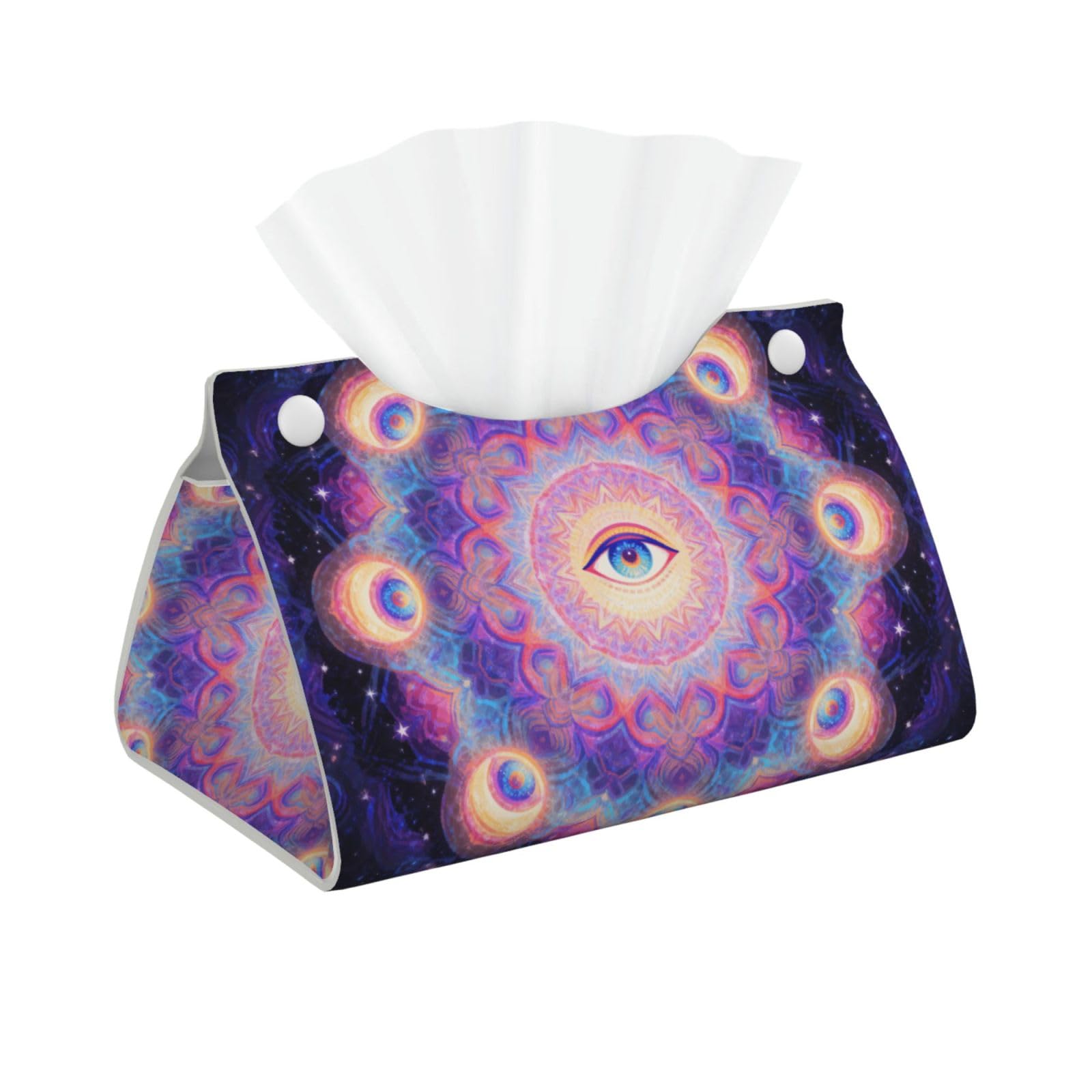 Psychedelic Eyes Long Leather Tissue Box Cover-Waterproof PU Leather Tissue Holder for Bathroom, Decorative Rectangular Tissue Case