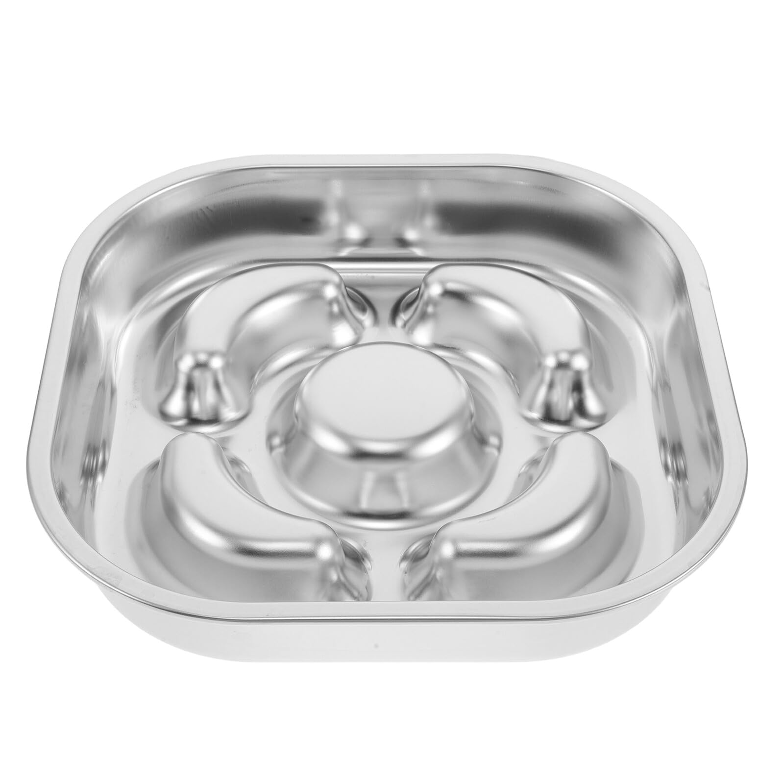Ciotola Slow Food per Cani in Acciaio Inox 23X23 CM Base Antiscivolo, Ciotola per Alimentazione Lenta Cuccioli e Cani Piccoli, Accessorio per Pasto Controllato e Gestione Peso