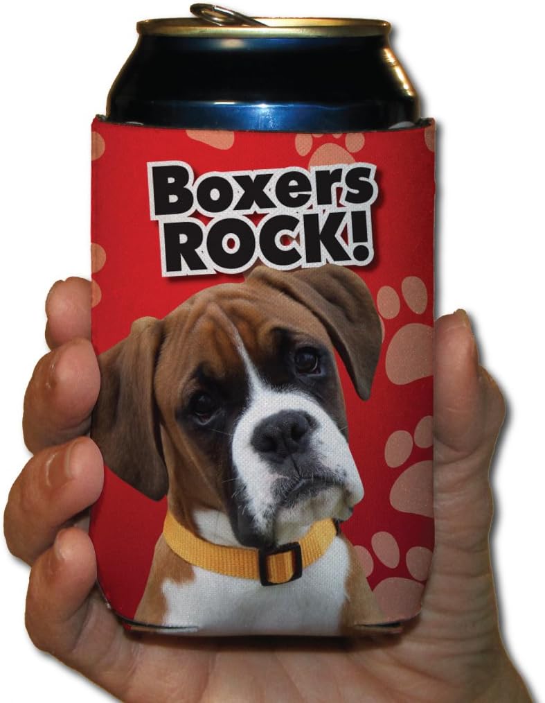 VictoryStore Can and Beverage Coolers - Dog House Shaped Magnet and Can Cooler Set, Boxers Rock!