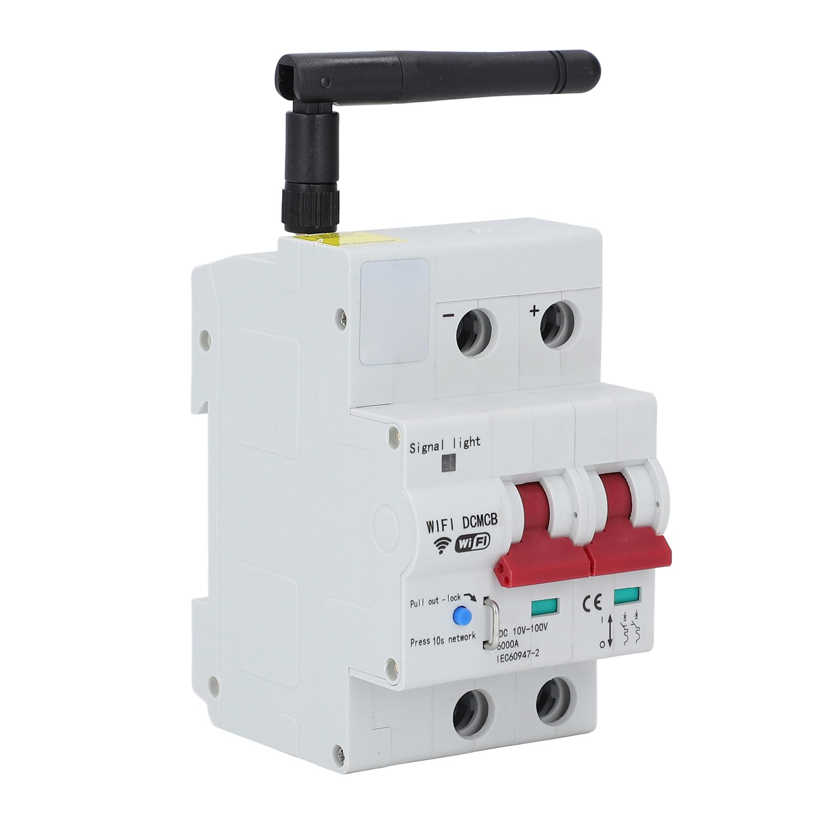 Disyuntor de CC WiFi Inteligente, Control Remoto de Aplicación 2P 100A con Bloqueo de Seguridad, Controlable por Voz, Disyuntor en Miniatura Inteligente para Automatización del
