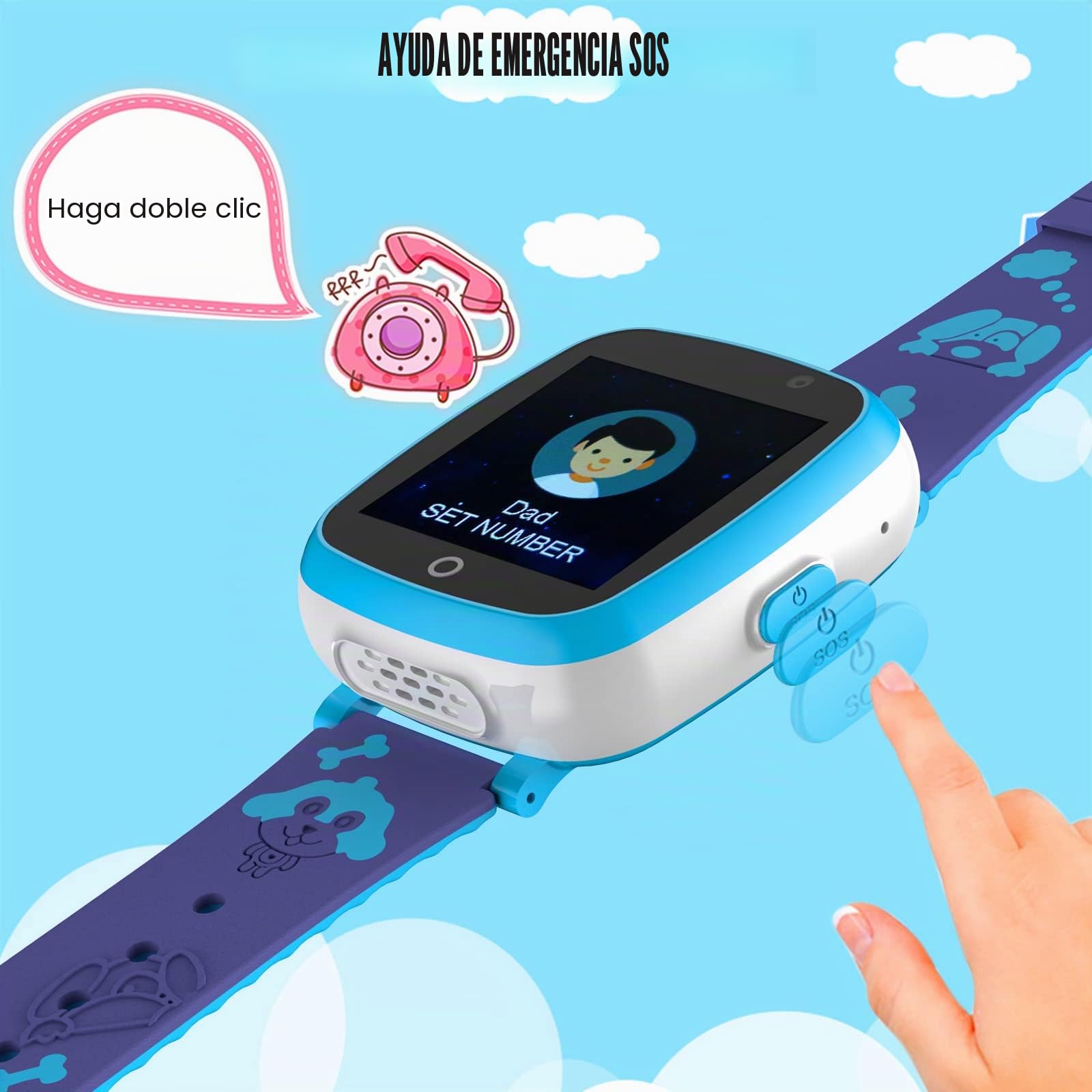 Reloj Inteligente, Relojes Llamadas Chat de Voz SOS Control Parental Cmara música Juegos multicolor Relojes Telefono Regalo para Niños Niña de 3-12 Años