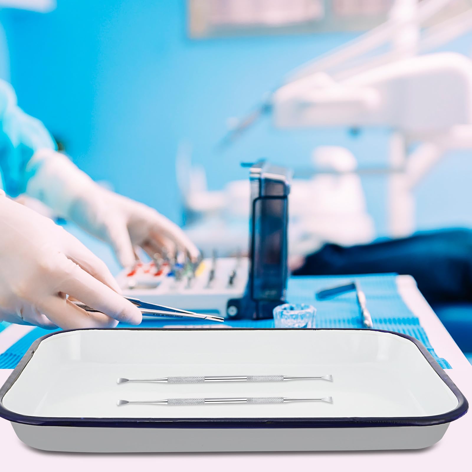 GALPADA Vassoio Quadrato Smaltato Bianco per Laboratorio Grande Capacità, Facile da Pulire e Sicuro, per Scuole e Uso Domestico