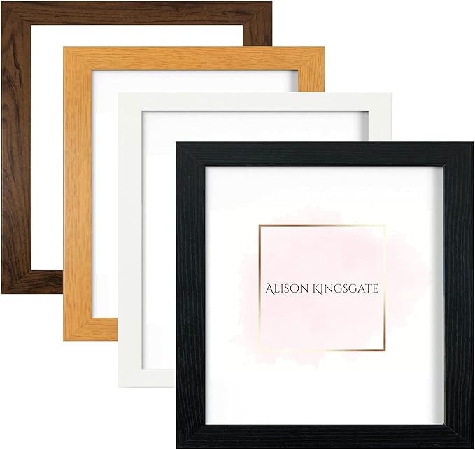 Modern 10x10 Frame Black Square Picture Frames With Safe Perspex Front & Wall Hanging Hooks
