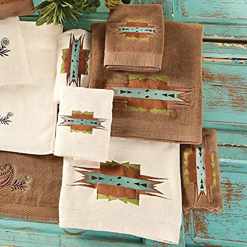 Image of Paseo Road Mesa 9 Piece Aztec Bathroom Set with Shower Curtain, Towel Set, Countertop Accessory Set, Bath Floor Rug, Southwestern Western Style