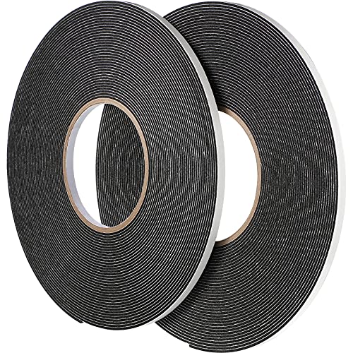 Image of Tatuo 2 Rolls Double Sided Foam Tape 1 /4 Inch by 50 Feet Black PE Foam Tape Sponge Soft Mounting Adhesive for DIY Craft Picture Poster Hanging