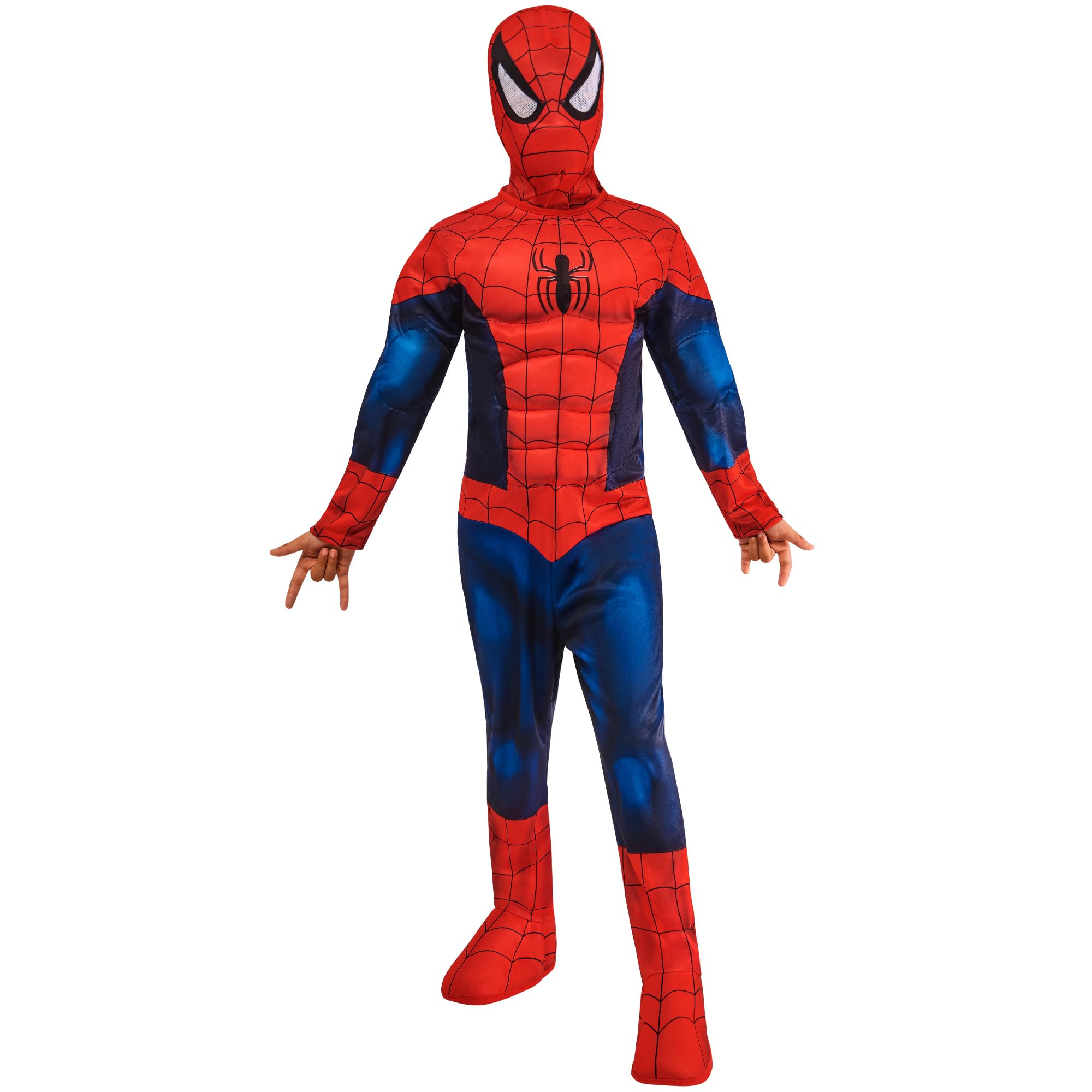 Rubies Costume ufficiale Marvel Spider-Man Deluxe imbottito per bambini, costume da supereroe per bambini, età 5-6 anni, Halloween