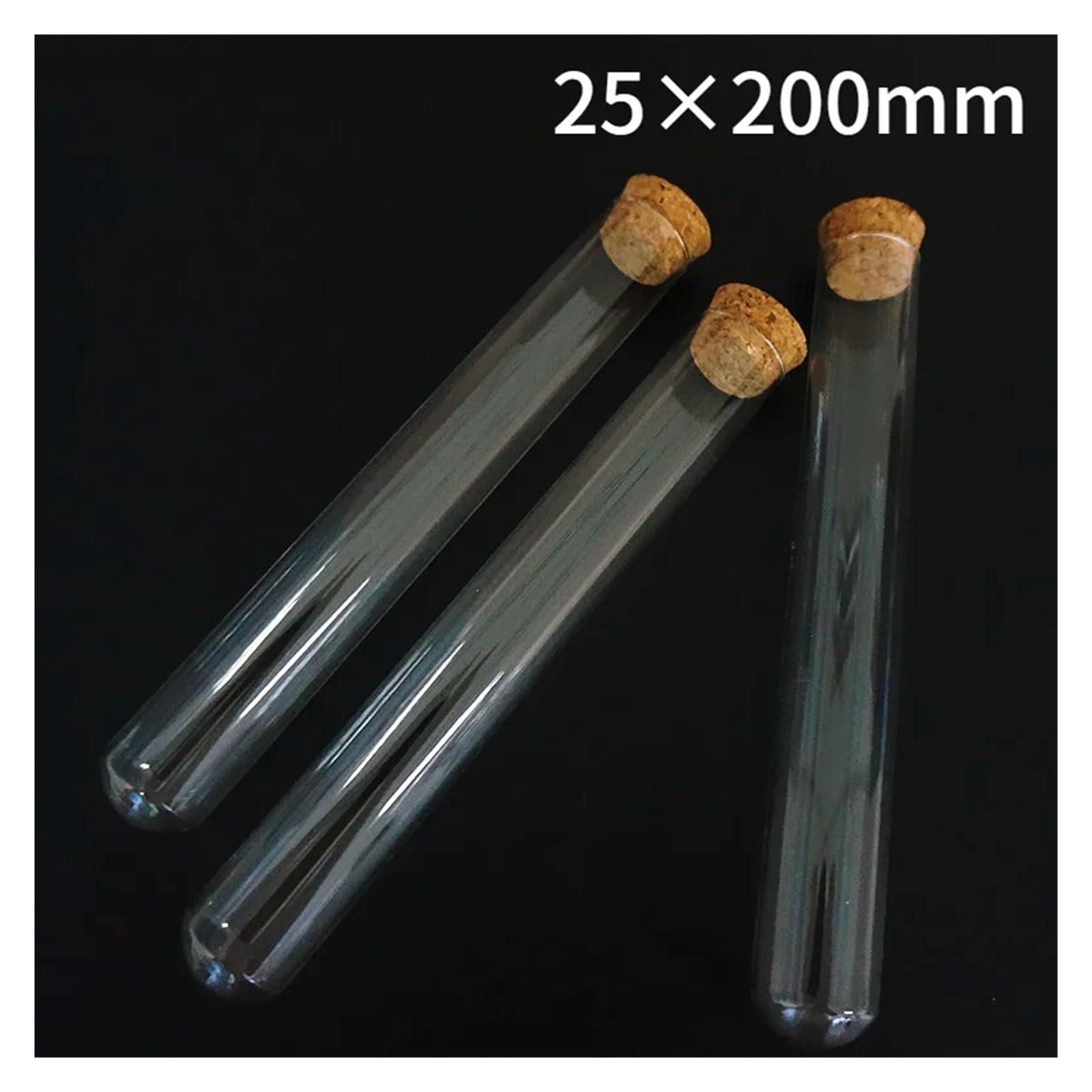 6 Teile/los 25x200mm Transparent Runden Boden Reagenzgläser Aus Glas Mit Kork Holz Stopfen For Labor Container