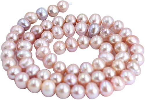 Miniatura 6 de SR BGSJ Joyería Fabricación Natural 0.197-0.236in Casi Redonda Cultivada Perlas de Agua Dulce Separador Perlas Sueltas Hilo de 14.0in (gris)