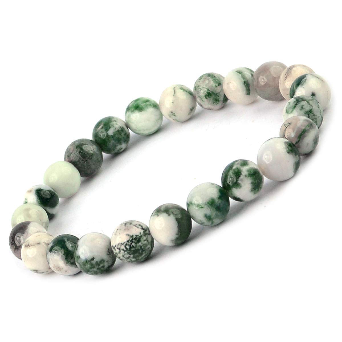 Crystu Tree Agate 8 mm Round Bead Bracelet