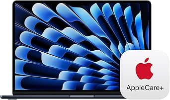 Apple 2025 MacBook Air 15-inch Laptop with M4 chip: Built for Apple Intelligence, 15.3-inch Liquid Retina Display, 24GB Unified Memory, 512GB SSD Storage, Touch ID; Midnight with AppleCare+ (3 Years)