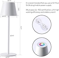 Vista 7 de Maksone Paquete de 2 lámparas de mesa inalámbricas RGB, lámpara de escritorio con batería recargable de 6600 mWh, atenuación continua de 3000 K