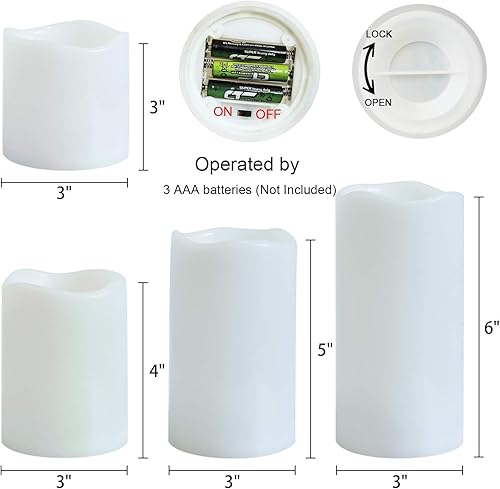 Miniatura 6 de GenSwin Velas impermeables sin llama para exteriores, funcionan con pilas y temporizador remoto, velas LED parpadeantes para interiores y