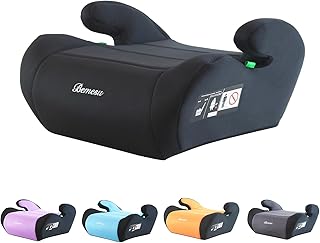 Bemesu Kindersitzerhöhung, Sitzerhöhung Auto Kinder 125-150cm, Kinderautositze Nach Neuer i-Size Norm R129, Kindersitz ohne ISOFIX, Autositz für Kinder 6-10 Jahre (Schwarz)