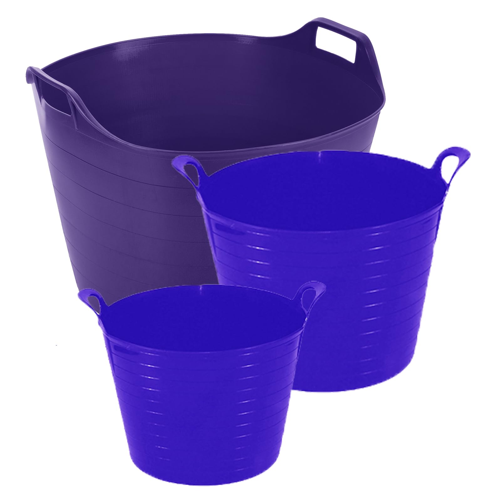 M1ss Purple Set Of 26L Litre, 42L Litre, 75L Litre Robust Versatile Multipurpose Flexi Tub Garden Home Flexible Plastic Storage Container Bucket Tub Trugs Horse Feeder Flex Tub- (Purple)