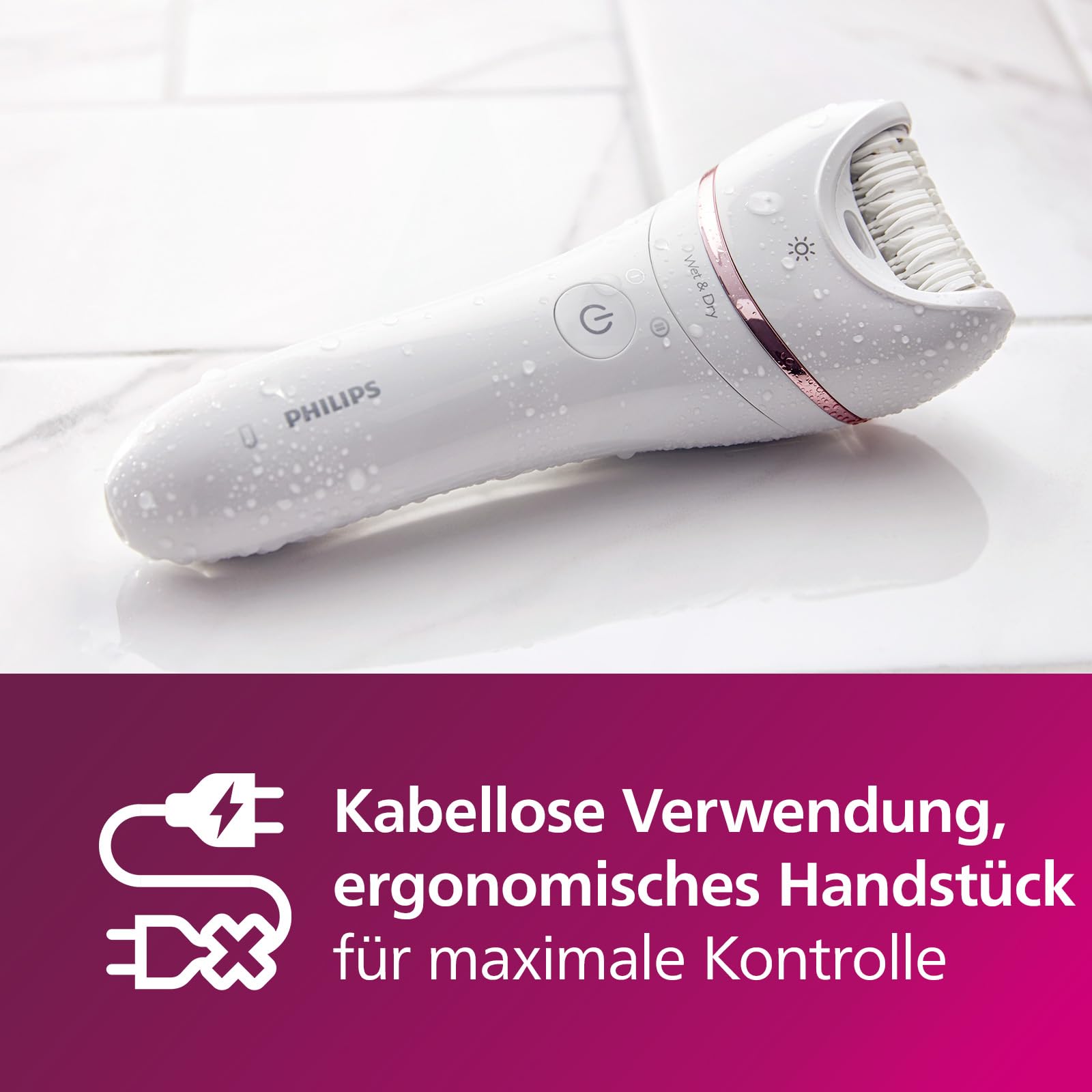 Philips Beauty Set Series 9000, All-in-One Epilierer für Körper, Gesicht und Füße, kabelloses Nass- und Trockengerät zur Haarentfernung und Hautpflege, mit 12 Zubehörteilen, Modell BRE740/90
