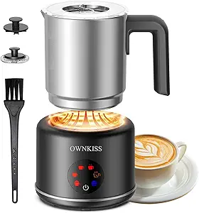 Milk Frother and Steamer, 6-in-1 Electric Milk Frother for Latte Art Coffee,Automatic Hot & Cold Foam Maker and Milk Warmer for Dairy & Plant-based Milk 16.9oz/500ml,Easy to Clean