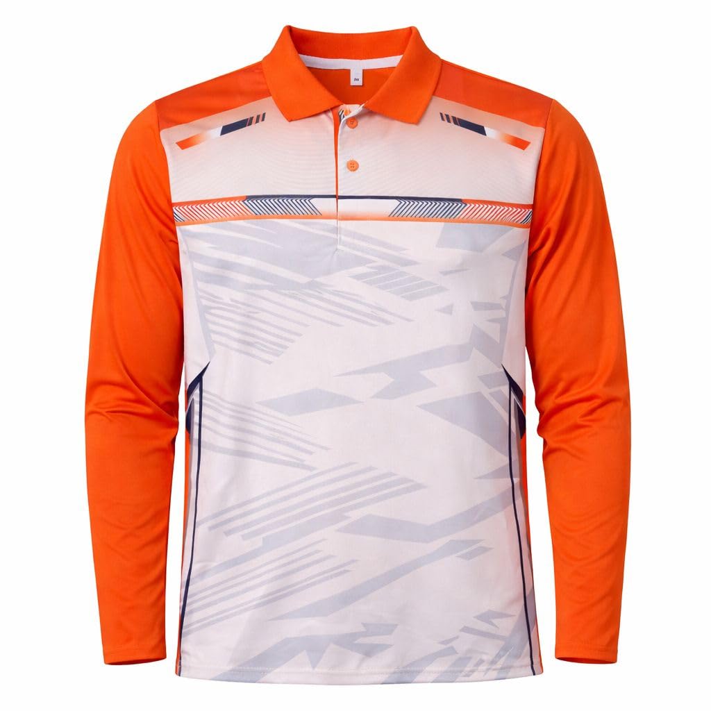 India Cricket Team Full Sleeves Polo Neck Sublimation Digital Print Orange and White Sports Jersey.-image-15