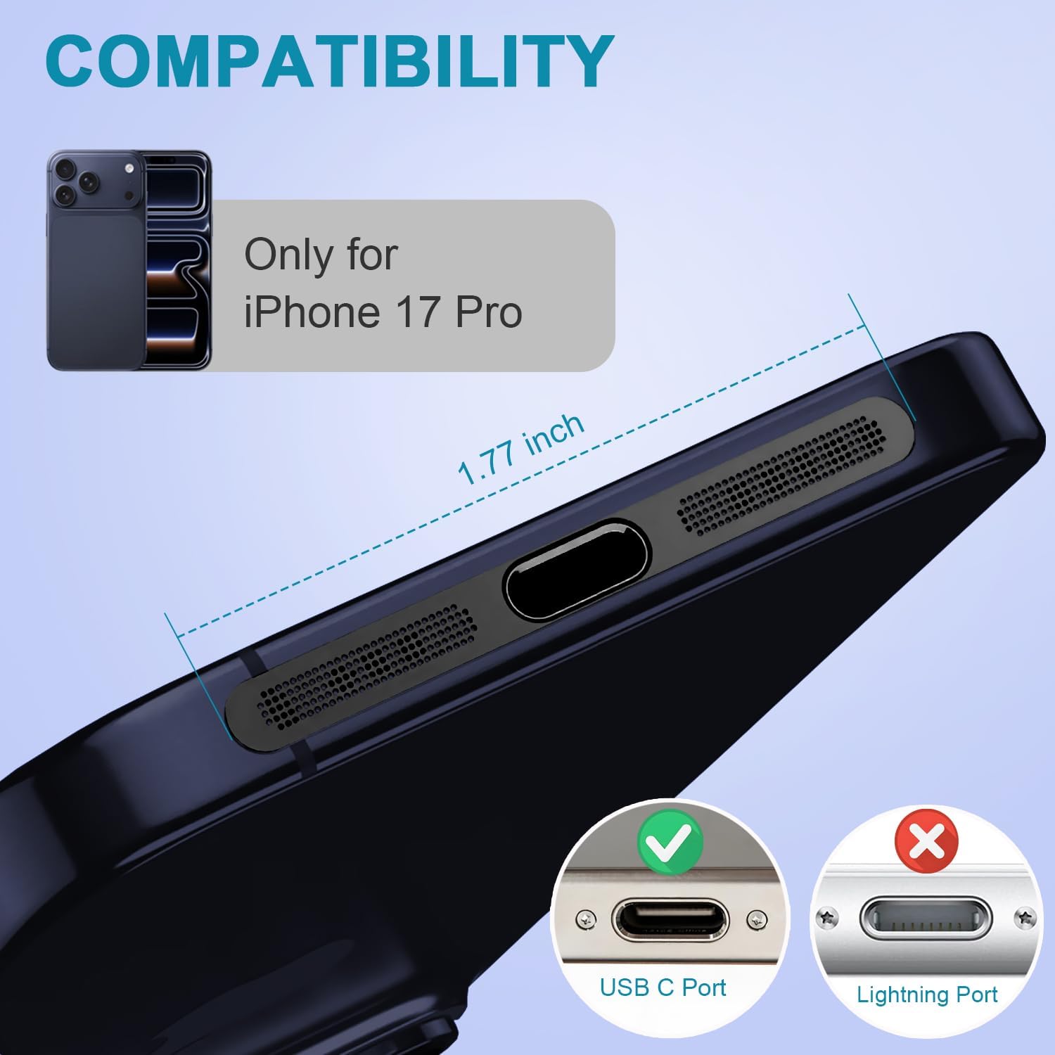USB C Dust Plug,USB C Port Cover Type C Charging Port Plug Cover Speaker Dust Cover,Accessories for iPhone 17, 17 Pro (Black, for iPhone 17 Pro) thumbnail