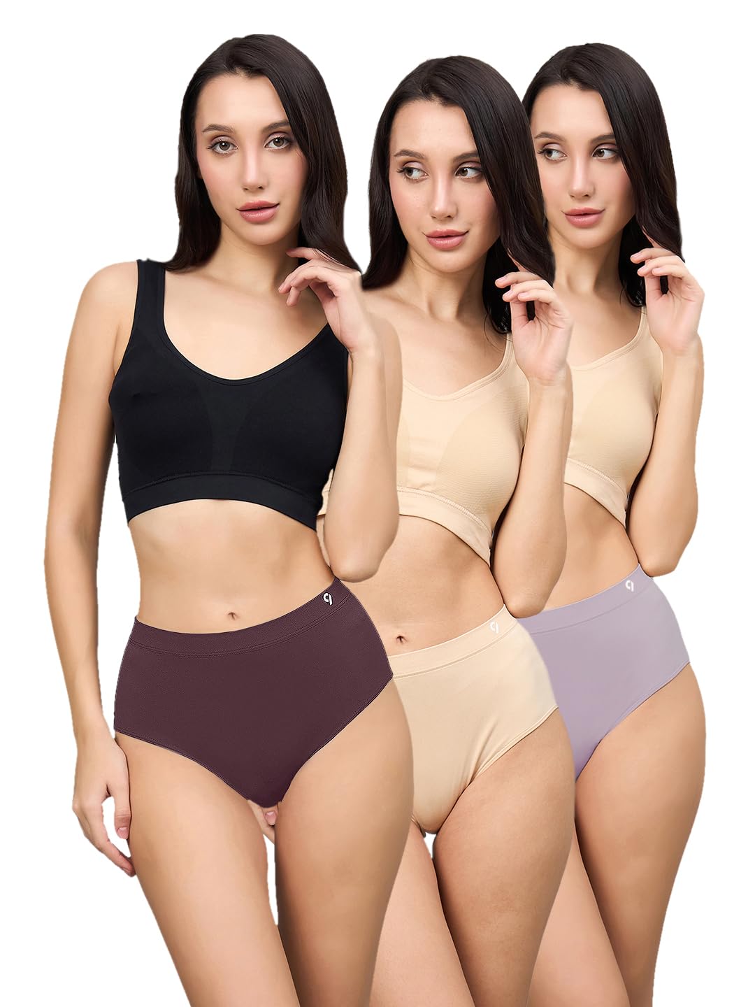 c9 airwear Women’s Pack of 3 Soft Seamless High-Rise Hipster Briefs & All-Day Comfort Multicolour-picture-23