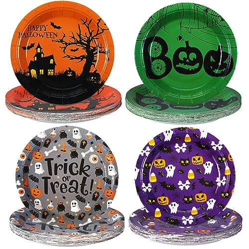 Sunnyray 100 Pcs Halloween Party Paper Plates 9 Inch Pumpkin Ghos...