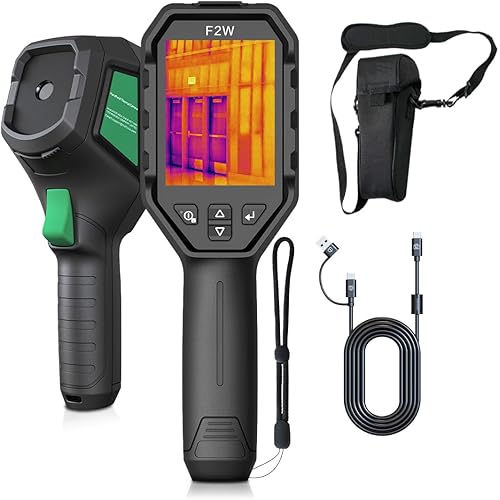 F2W Thermal Camera 640x480 Super Resolution, Thermal Imaging Camera 256x192 IR Resolution, IntellFault Intelligent Scene,3.2" Screen,25Hz,-4°F to 1022°F,App Image Transfer & PC Analysis,Case