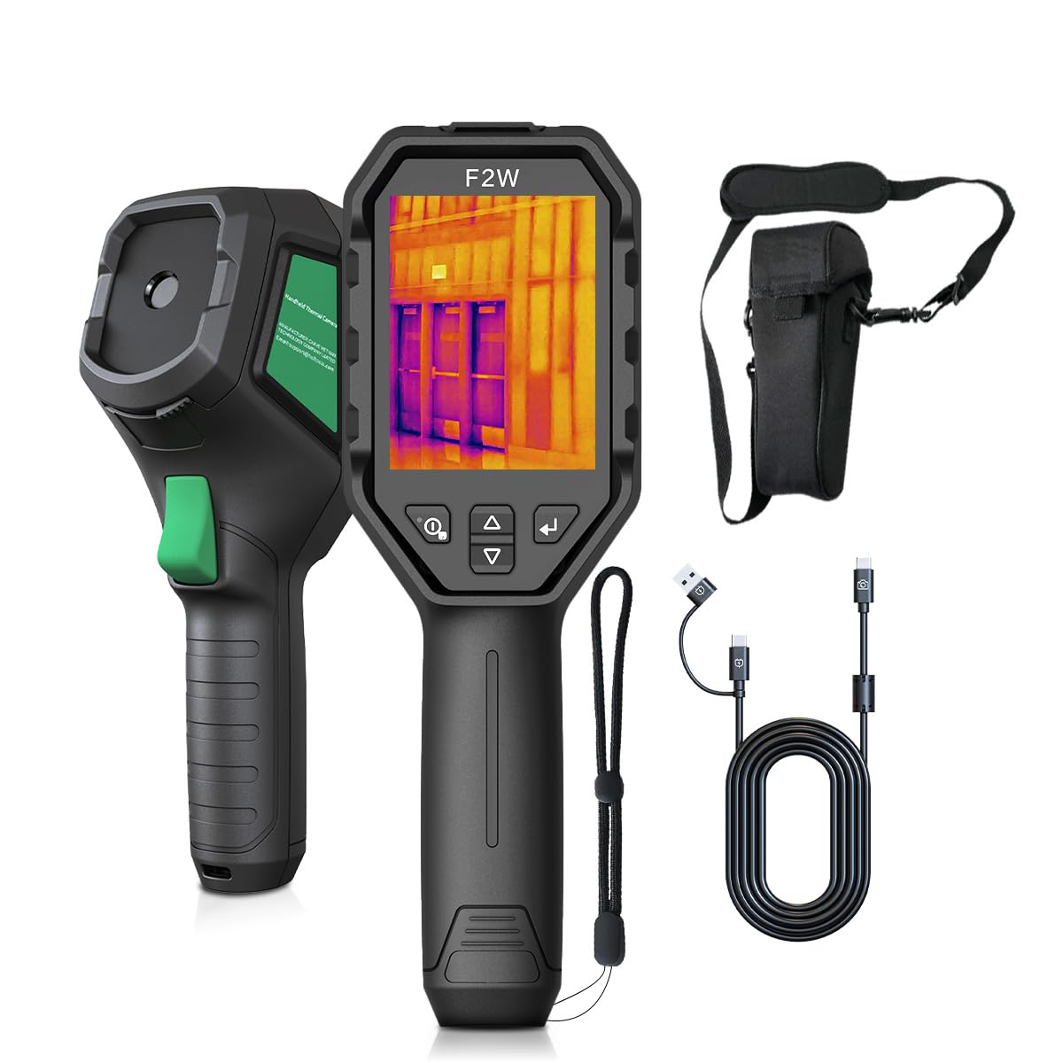 F2W Thermal Camera 640x480 Super Resolution, Thermal Imaging Camera 256x192 IR Resolution, IntellFault Intelligent Scene,3.2" Screen,25Hz,-4°F to 1022°F,App Image Transfer & PC Analysis,Case
