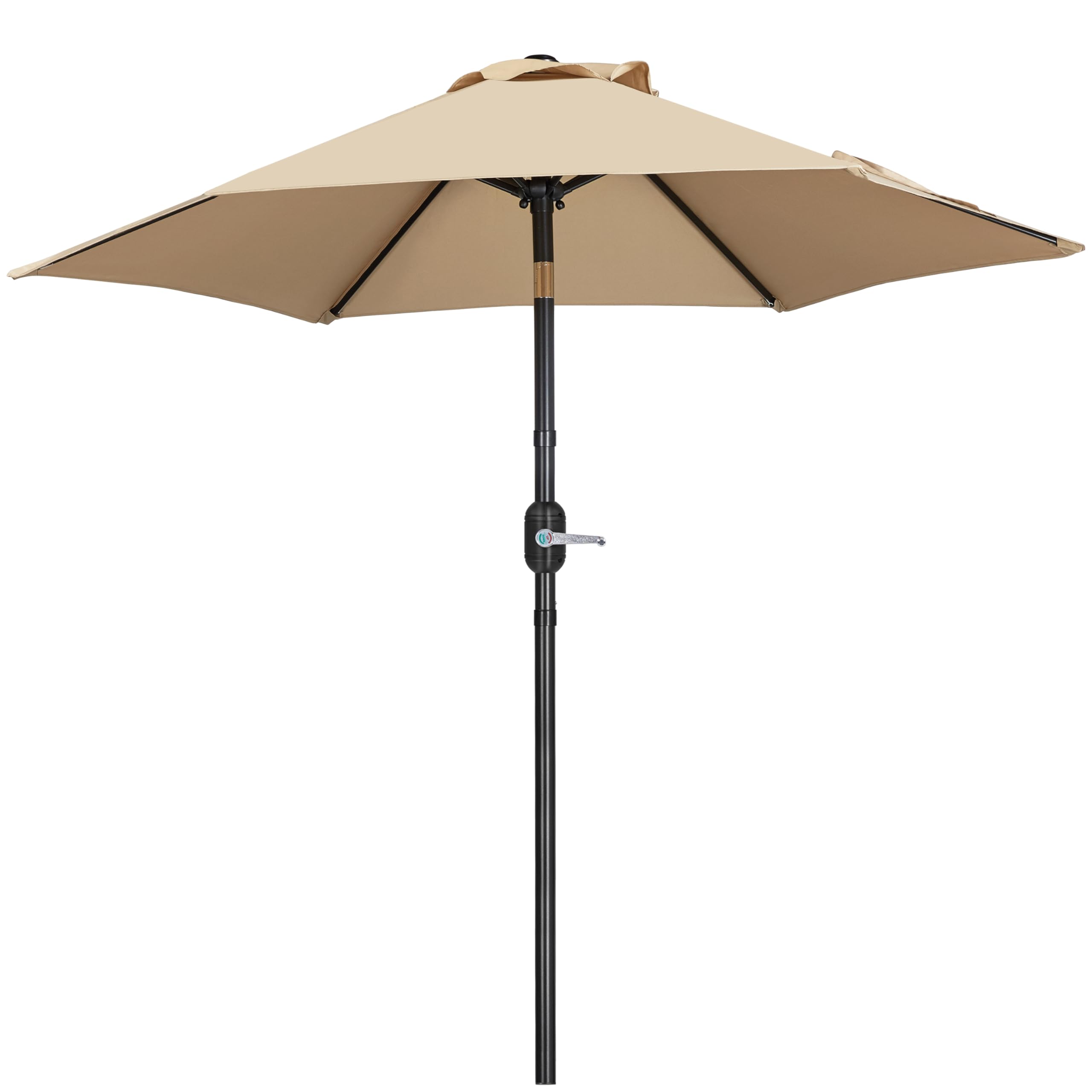 Yaheetech Parasol de Jardin 230 cm, Pliable, avec Toile Inclinable, Protection UV, Manivelle, 6 Baleines, pour Plage Terrasse Patio Piscine Kaki